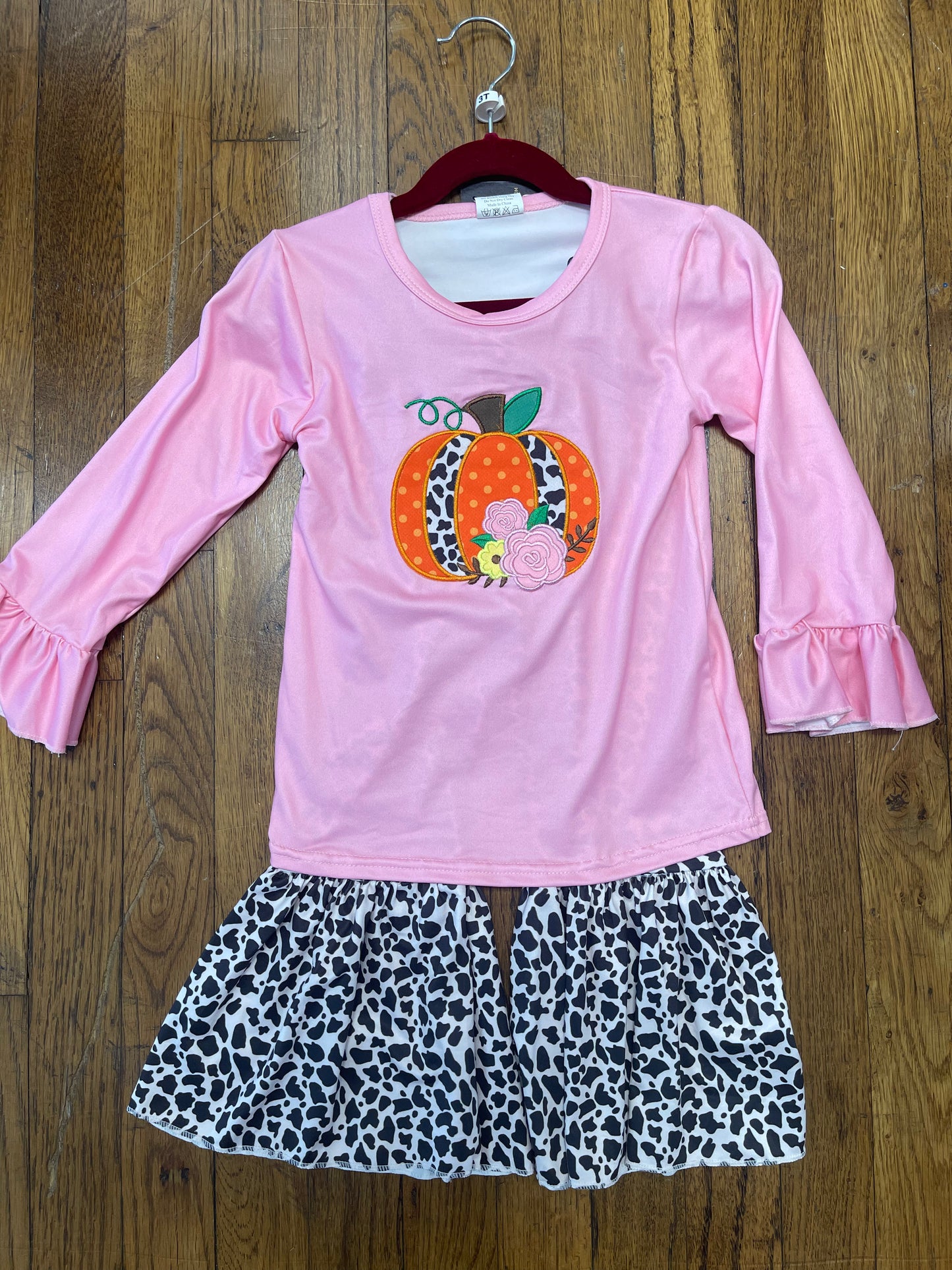 Pink Long Sleeve Pumpkin Belles Set Halloween/Thanksgiving