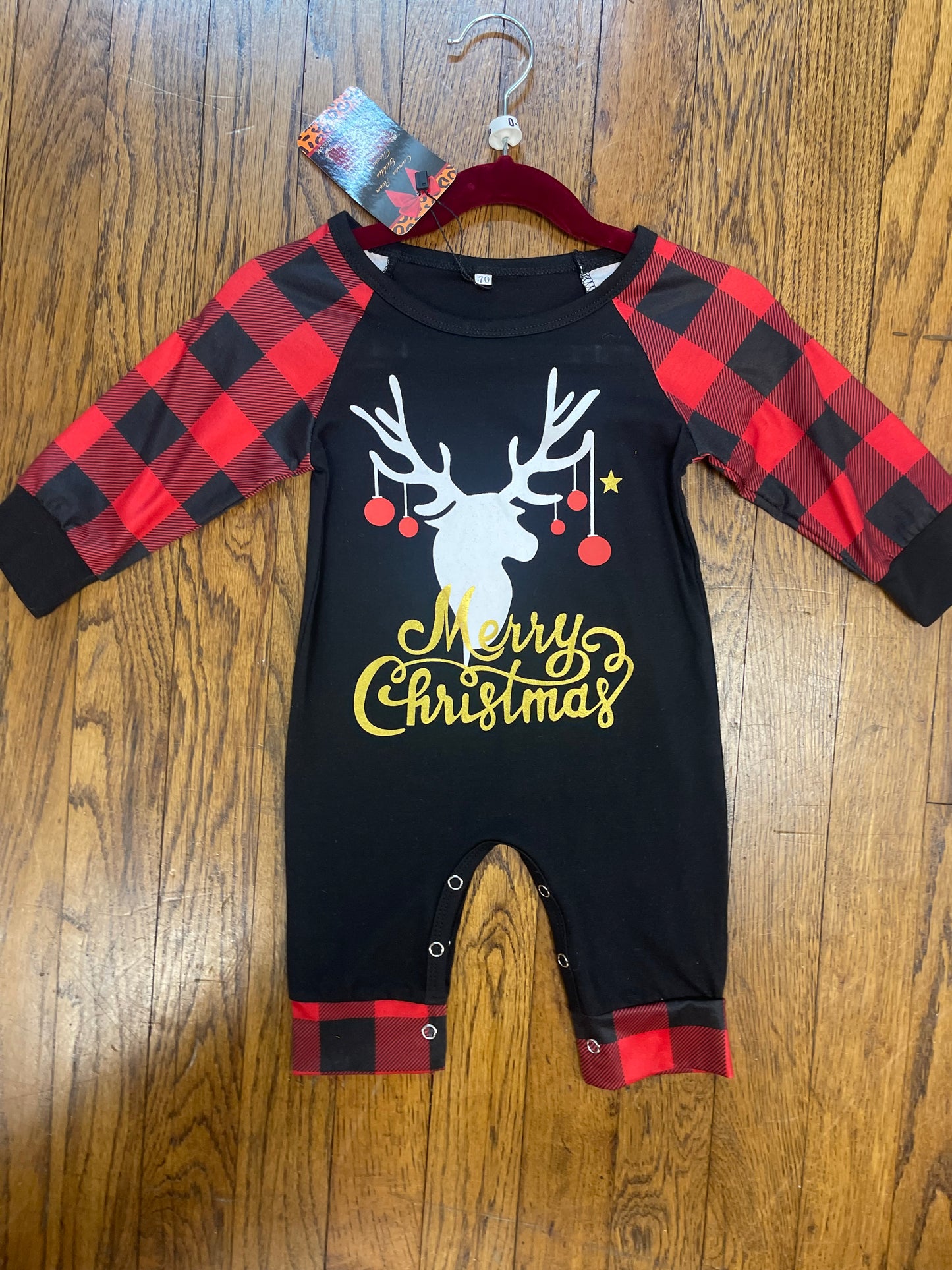 Merry Christmas Reindeer Raglan Onesie/Romper