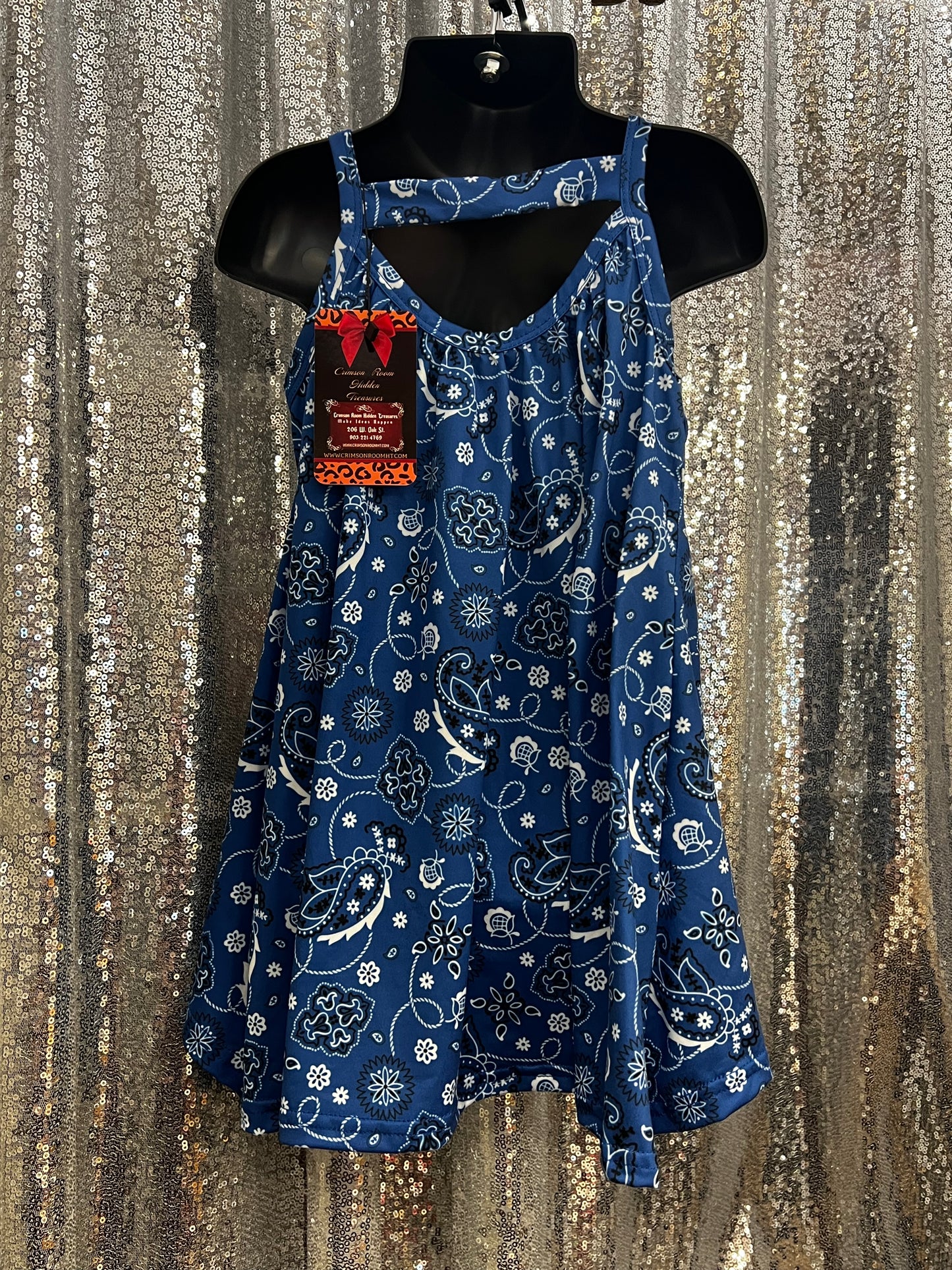 Blue Bandana Tank Dress