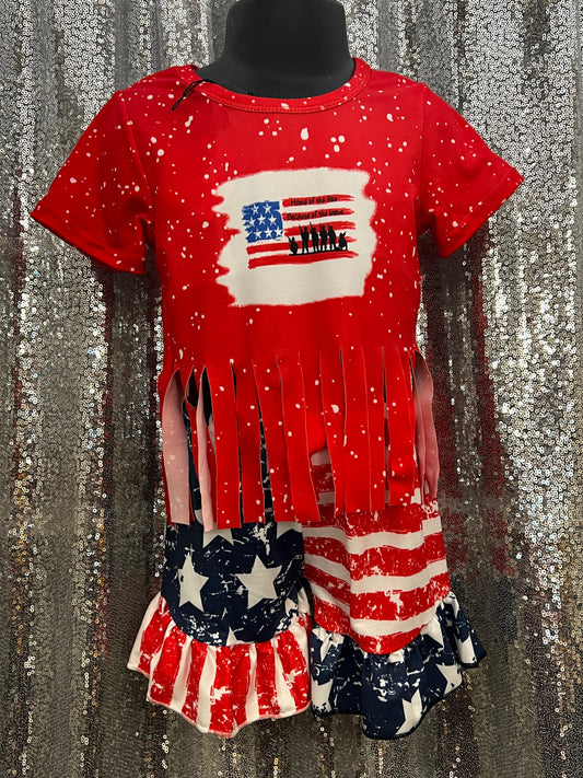 Home of the Brave Fringe Shorts Set 4th of July