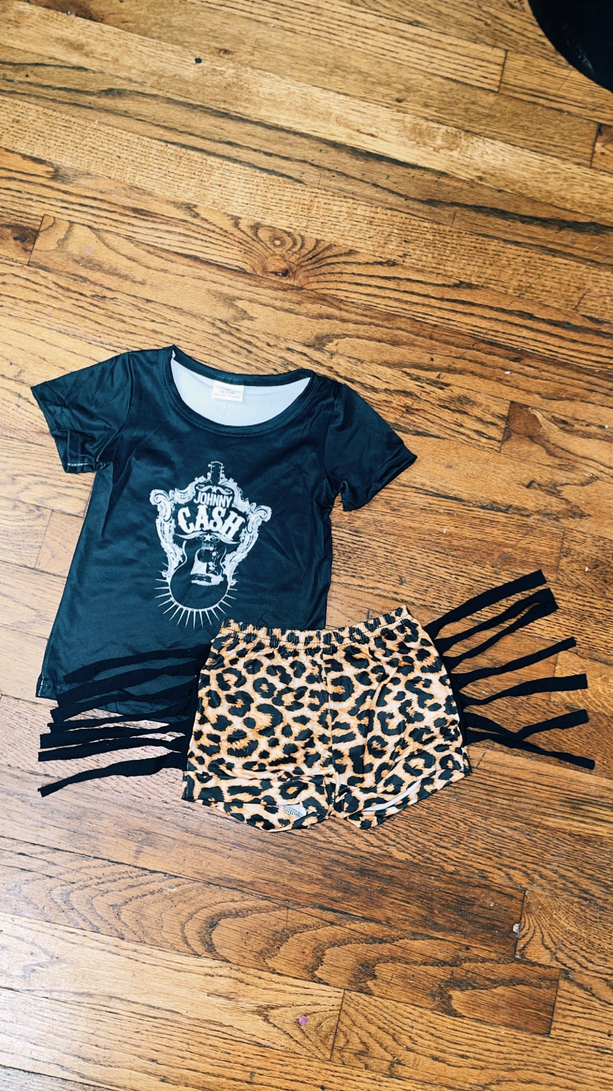 Johnny Cash cheetah Print Fringe Bummies Set