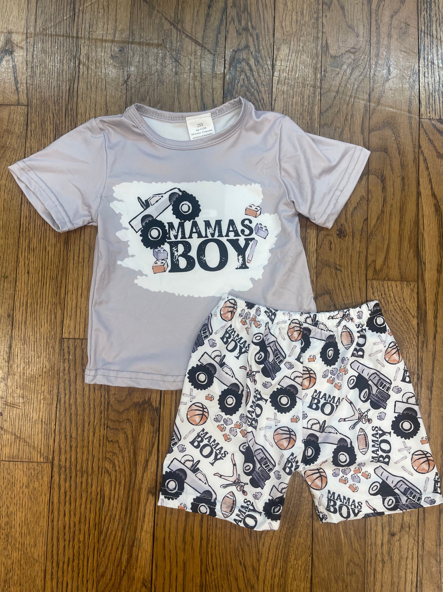 Mamas Boy Monster Truck Shorts Set