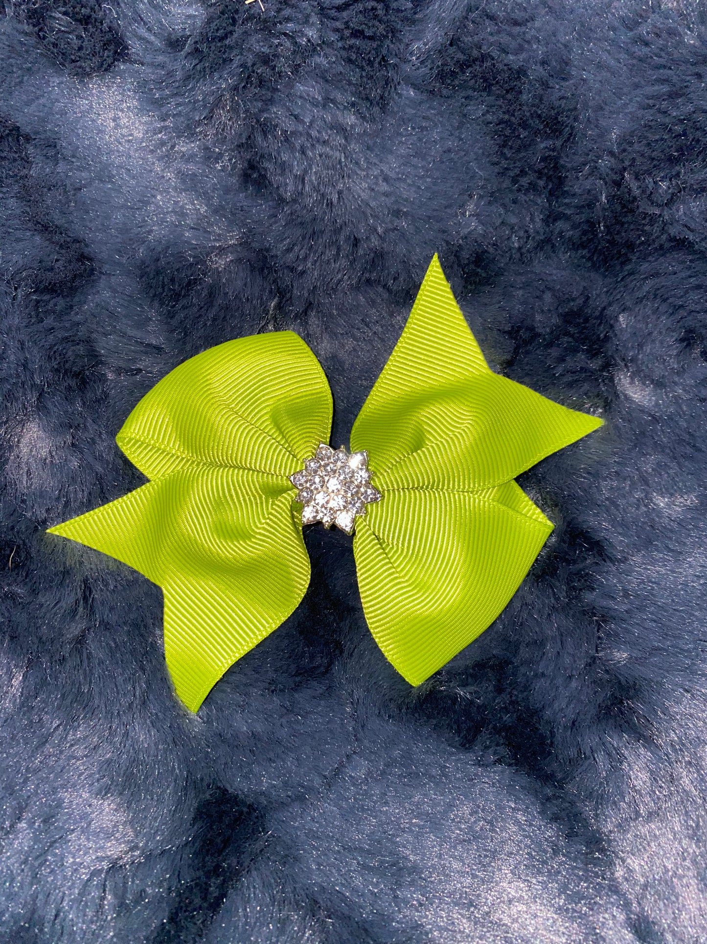 Fancy Grosgrain bow with Rhinestone accent