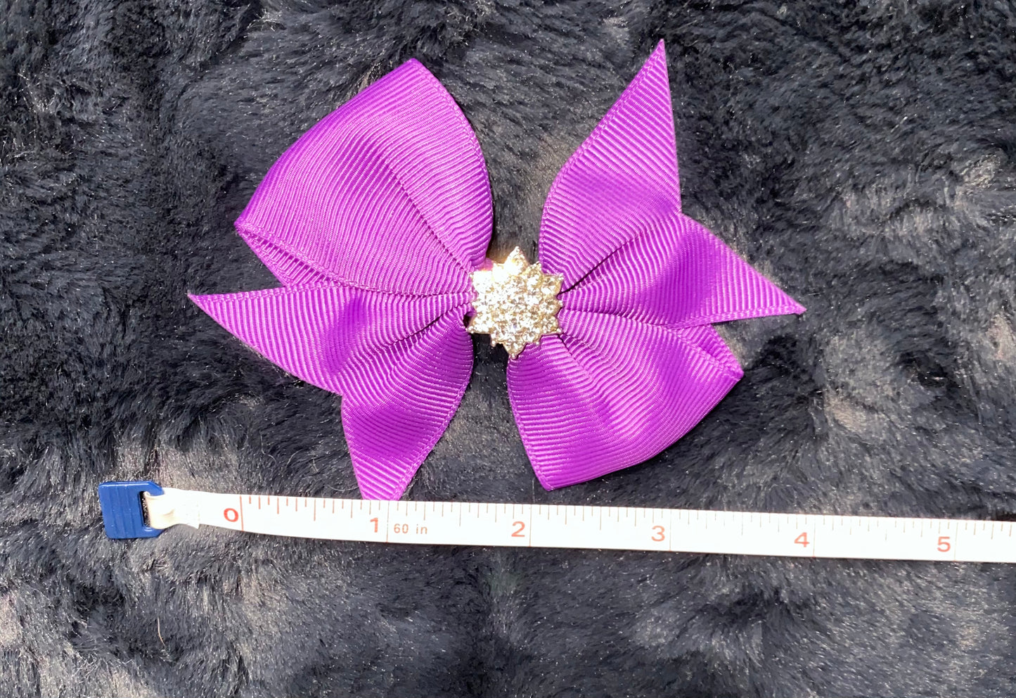 Fancy Grosgrain bow with Rhinestone accent