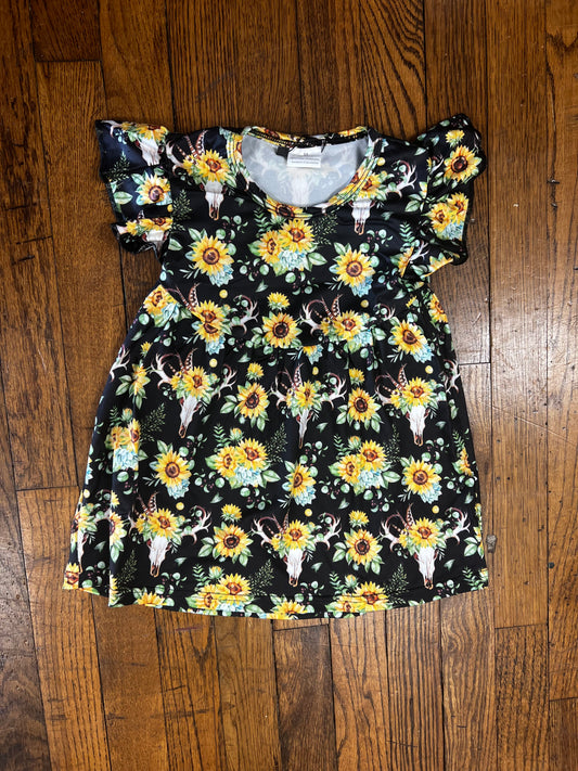 Cow Skull Sunflower Dress