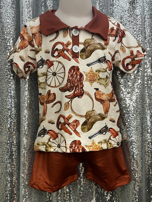 Sheriff Cowboy Shorts Set