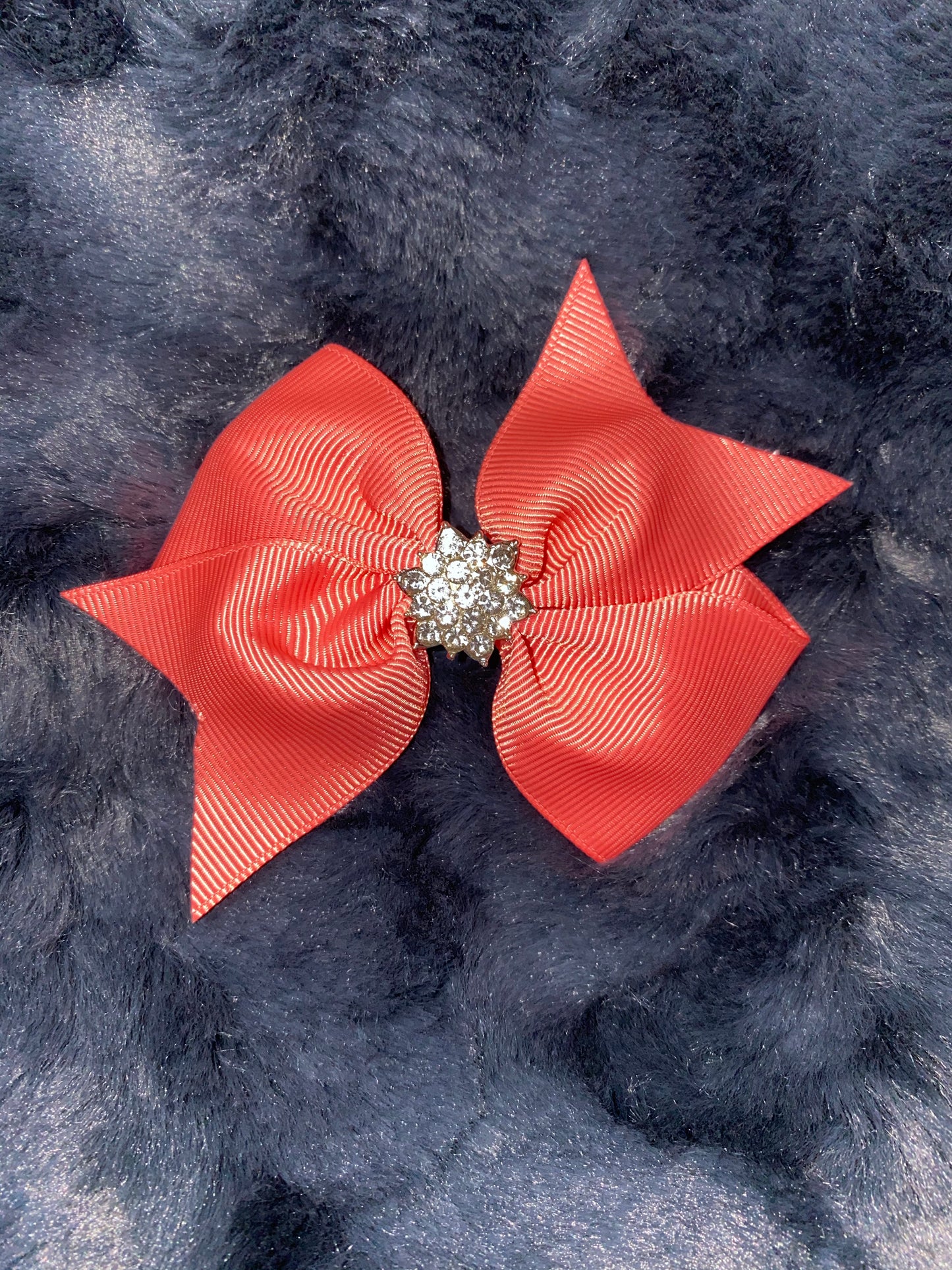 Fancy Grosgrain bow with Rhinestone accent