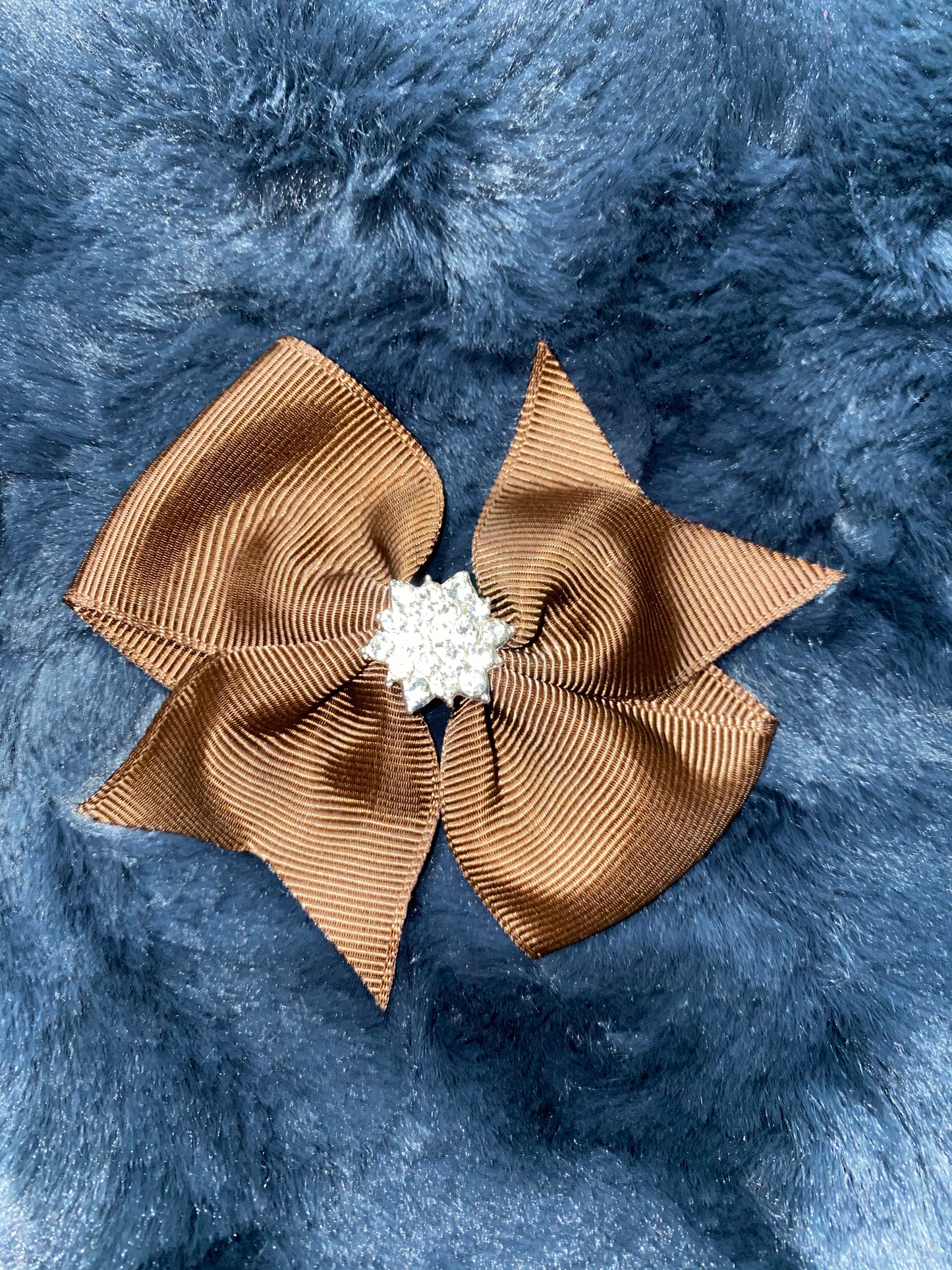 Fancy Grosgrain bow with Rhinestone accent