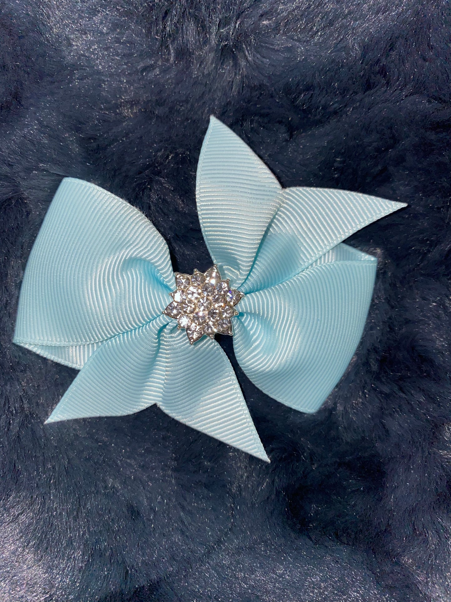 Fancy Grosgrain bow with Rhinestone accent