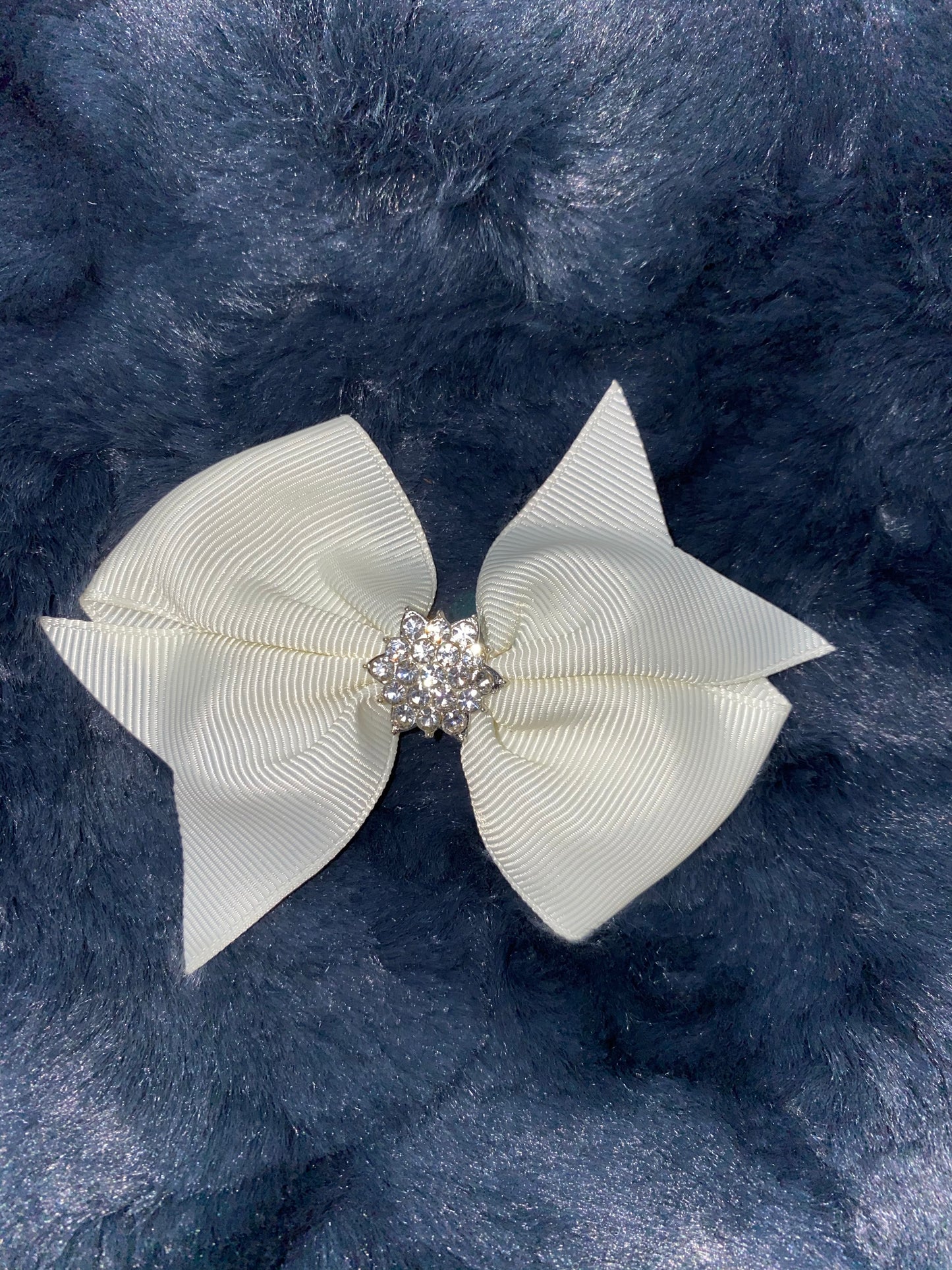 Fancy Grosgrain bow with Rhinestone accent