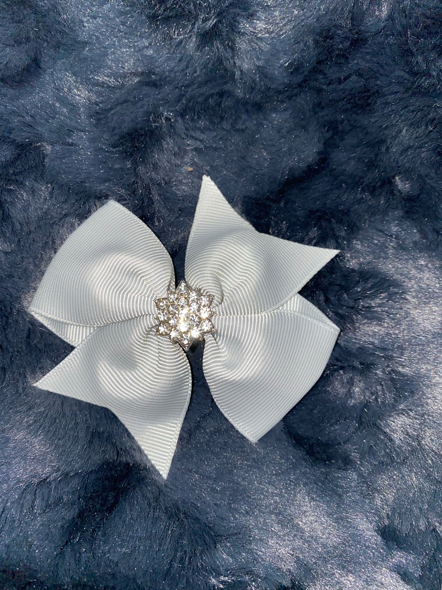 Fancy Grosgrain bow with Rhinestone accent